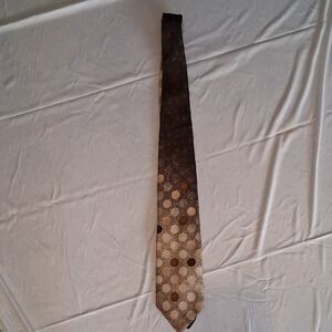 Oleg Cassini Brown and Cream Patterned Tie